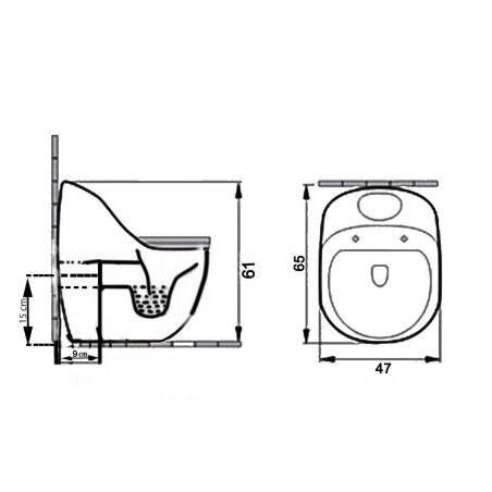 Vas WC  New Santa Rimless, 65x47 cm, Rezervor Incorporat, Alb, montaj podea, capac cu soft-close inclus