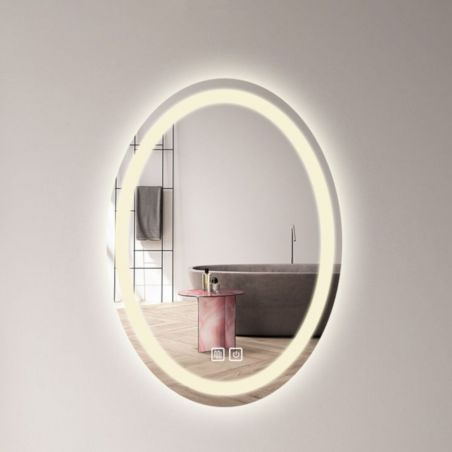 Oglinda Led, Dezaburire si Buton Touch, 3 Culori, Intensitate reglabila, dimensiuni 50-75x70-100 cm, Fiesta