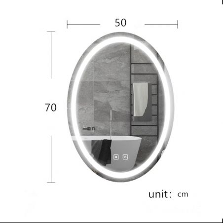 Oglinda Led, Dezaburire si Buton Touch, 3 Culori, Intensitate reglabila, dimensiuni 50-75x70-100 cm, Fiesta