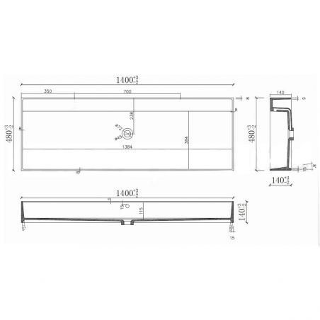 Mobilier de baie cu lavoar, montaj suspendat, sertare MDF, stejar, lavoar din compozit, 120-140x48 cm