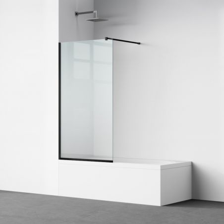Paravan cada, fix, transparent, profile Negru Mat, sticla securizata 8 mm, 80-90x150 cm , Nora