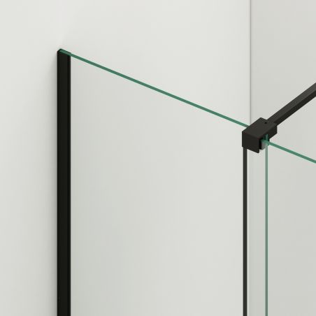Perete dus Walk-In, sticla securizata de 6 mm, 2 elemente, glisant, dimensiuni 100-120x200 cm,  Negru Mat, Benito