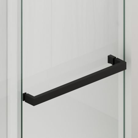 Perete dus Walk-In, sticla securizata de 6 mm, 2 elemente, glisant, dimensiuni 100-120x200 cm,  Negru Mat, Benito