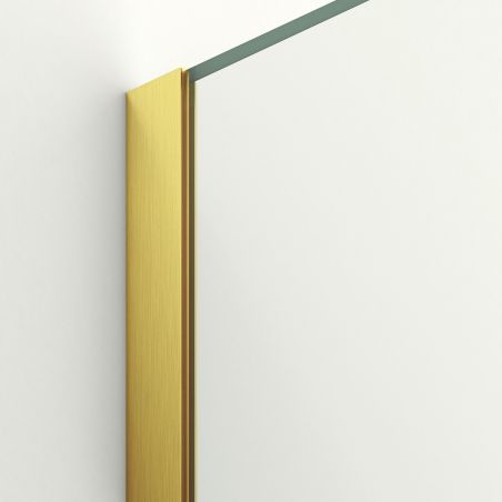 Perete dus Walk-In, sticla securizata de 6 mm, 2 elemente, glisant, dimensiuni 100-120x200 cm, Auriu Mat, Benito