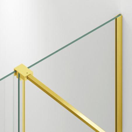 Perete dus Walk-In, sticla securizata de 6 mm, 2 elemente, glisant, dimensiuni 100-120x200 cm,  Auriu Mat, Benito