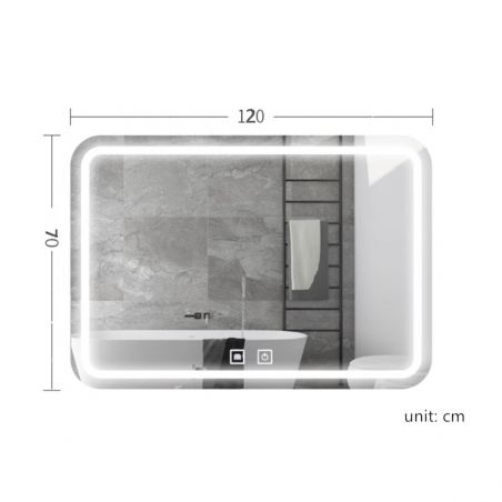 Oglinda Led, Cadru auriu, Dezaburire, Buton Touch, 3 Culori, Intensitate reglabila, dimensiuni 60-70x80-90-120 cm, Feliz