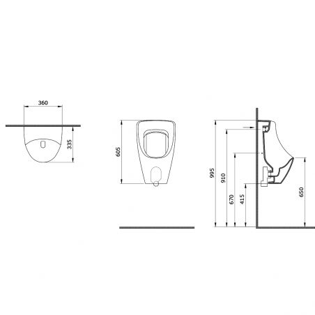 Urinal Alb Lucios cu alimentare superioara a apei , 36x60 cm, ceramica sanitara, Nicolo