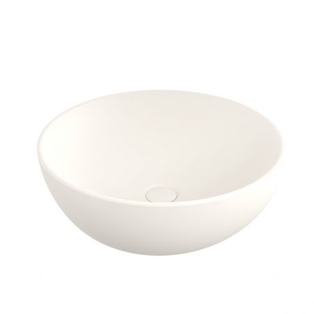 Lavoar, diametru 45 cm, Crem Biscuit Lucios, montaj pe blat, ceramica sanitara, Michael