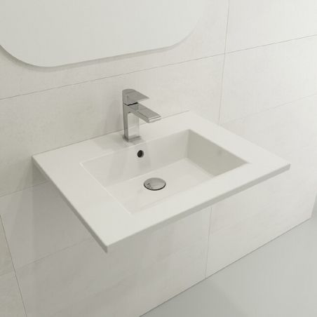 Lavoar , montaj suspendat sau semi-incastrat pe blat, Alb Lucios, 51.5x47.5 cm, ceramica sanitara, Aura