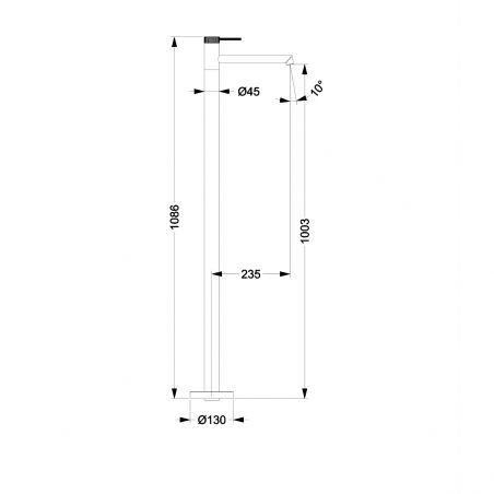 Baterie lavoar, montaj  freestanding, alama, Auriu Mat, Apolo