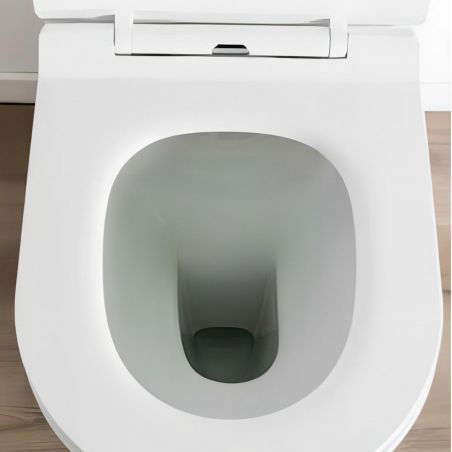 Vas WC EGO Dario Rimless, rezervor inclus, 2 piese, Alb Lucios, 66x38 cm, montaj podea, capac duroplast slim soft-close inclus