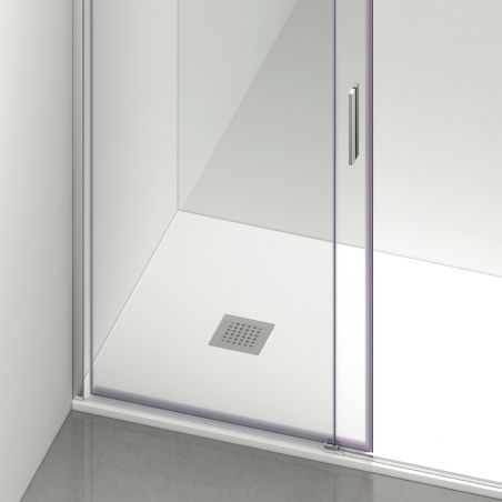 Cabina dus, perete fix si usa glisanta, sticla securizata de 6 mm, 80-90 x 90-160 cm, profil si maner Crom, Hanes