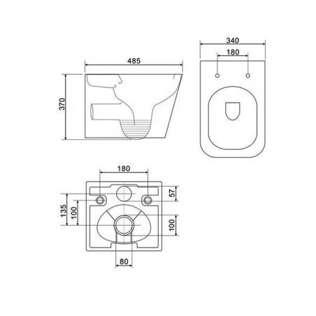 Vas wc Rimless Alb Lucios, ceramica sanitara, capac slim soft-close inclus, montaj suspendat, 48x34 cm, Grace