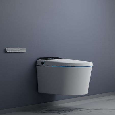 Vas wc smart, functie de bideu, capac incalzit, dezinfectare UV, cadru inclus, afisaj Led, Functii avansate, 59x38, Alb, Ralph