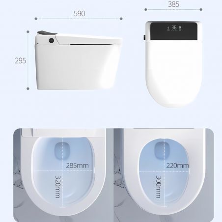 Vas wc smart, functie de bideu, capac incalzit, dezinfectare UV, cadru inclus, afisaj Led, Functii avansate, 59x38, Alb, Ralph