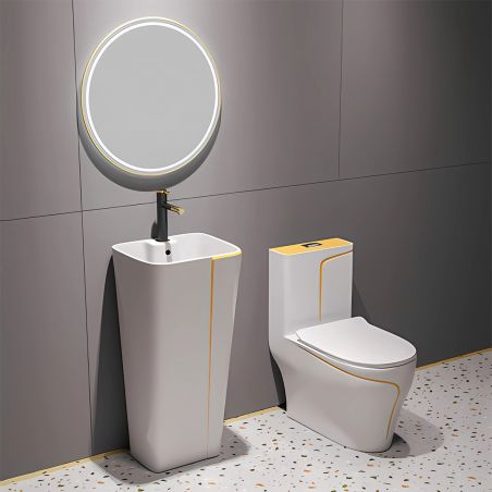 Vas WC Lazio, 69x39 cm, rezervor inclus, Alb Gold Line, montaj podea, capac cu soft-close inclus, Royalty Line by Ego