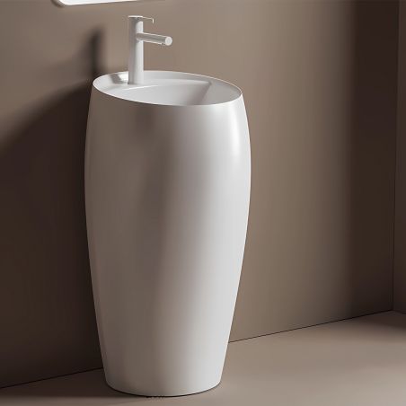 Lavoar stativ, freestanding, Alb Lucios, ceramica sanitara, 42 x 89 cm, Luna