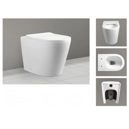 Vas WC EGO Galo, Rimless, Alb, 54x36 cm montaj podea, capac duroplast slim soft-close inclus