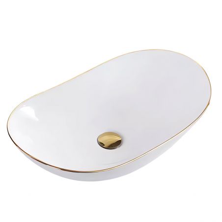 Lavoar, Alb Lucios, ceramica sanitara, 61x 36 cm, montaj pe blat, Luigi Gold Line