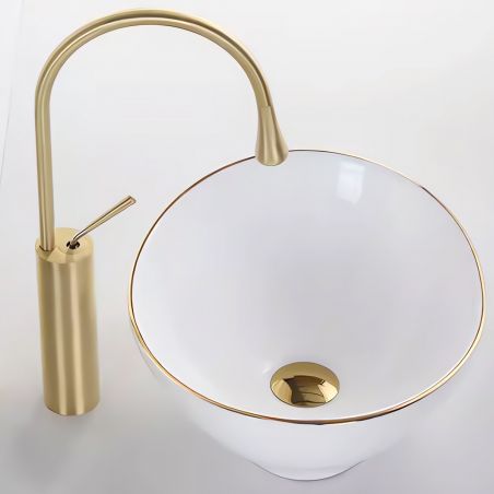 Lavoar, Alb Lucios, ceramica sanitara, 61x 36 cm, montaj pe blat, Luigi Gold Line