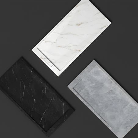 Cadita de dus, Gri Pietra, finisaj Marble Mat, compozit mineral, dimensiuni 100-160x80-90 cm, decupabila, Antonio