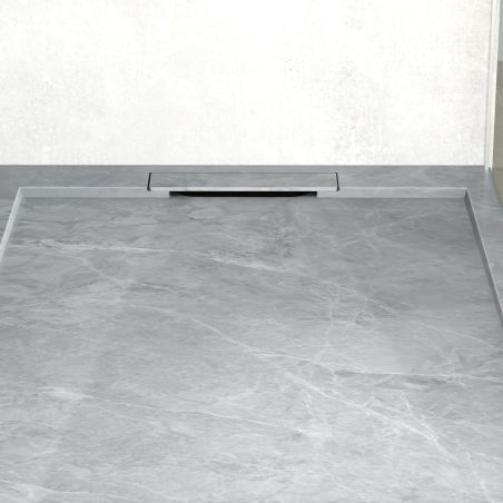 Cadita de dus, Gri Pietra, finisaj Marble Mat, compozit mineral, dimensiuni 100-160x80-90 cm, decupabila, Antonio