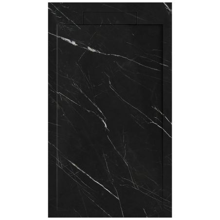 Cadita de dus, Negru Marquina, finisaj Marble Mat, compozit mineral, dimensiuni 100-160x80-90 cm, decupabila, Antonio