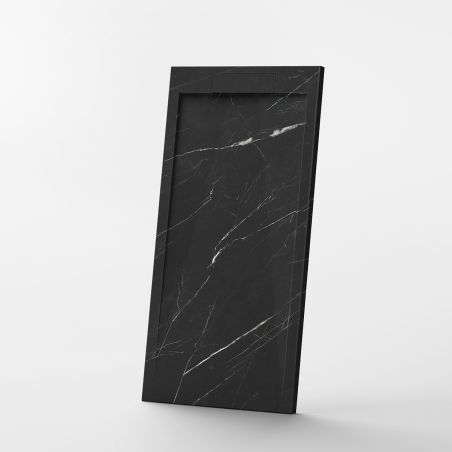 Cadita de dus, Negru Marquina, finisaj Marble Mat, compozit mineral, dimensiuni 100-160x80-90 cm, decupabila, Antonio