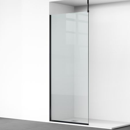 Perete dus Walk-In, sticla securizata de 8 mm, dimensiuni 100-120x200 cm, Profil si maner Negru Mat, Armando