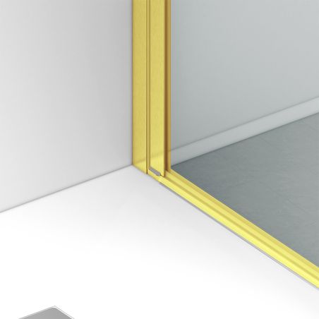 Cabina de dus, sticla securizata 6mm , Transparent, Auriu Mat, 2 usi Batante, dimensiuni 70, 80, 90 x 195 cm, Hera