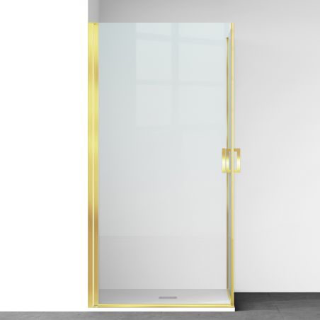 Cabina de dus, sticla securizata 6mm , Transparent, Auriu Mat, 2 usi Batante, dimensiuni 70, 80, 90 x 195 cm, Hera