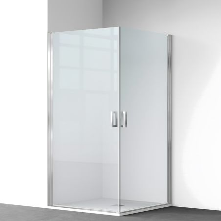 Cabina de dus, sticla securizata 6mm , Transparent, Crom, 2 usi Batante,dimensiuni 70,80,90 x 195 cm, Hera