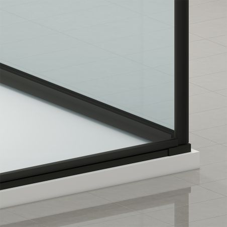 Cabina de dus, sticla securizata 6mm , Transparent, Negru Mat, 2 usi Batante, dimensiuni 70, 80, 90 x 195 cm, Hera