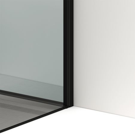 Cabina de dus, sticla securizata 6mm , Transparent, Negru Mat, 2 usi Batante, dimensiuni 70, 80, 90 x 195 cm, Hera