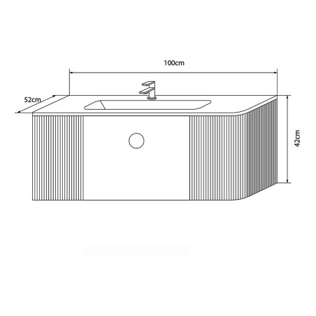 Mobilier baie din Pvc, cu lavoar din compozit corian, dimensiuni: 100 x 52 cm, inchidere Soft Close, Nest