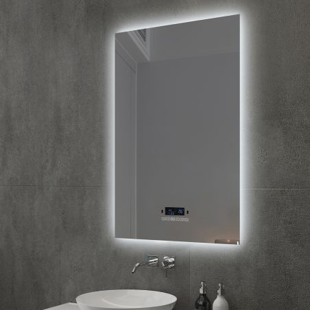 Oglinda Smart Led, Bluetooth, 3 Culori, 5 mm, senzor, afisaj timp, temperatura, dezaburire, Touch, 60-70x80-140 cm, Rubin