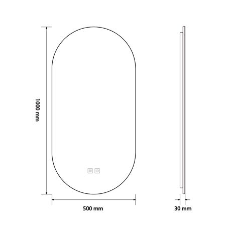 Oglinda Led, Dezaburire, 3 Culori, Touch, 5 mm, cadru ultra-slim auriu, dimensiuni 50x100-40x120 cm, Victoria