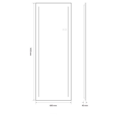 Oglinda Led de podea sau perete, cadru negru aluminiu, touch, 3 Culori, dezaburire, 5 mm, dimensiune: 60x165 cm, Mirage