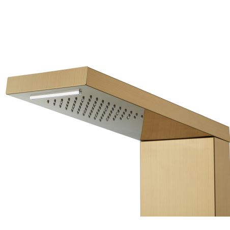 Panel dus, iluminare Led, Cascada, Ploaie tropicala, 5 functii, dus de mana, Auriu Mat, Infinity