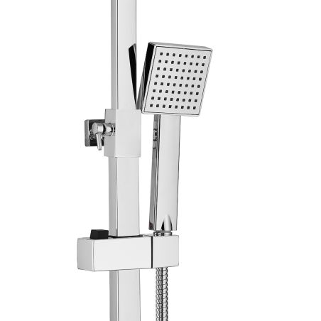 Sistem de dus cu termostat, 2 functii, dus tip ploaie, dus de mana, montaj pe perete, Crom, Vitalio