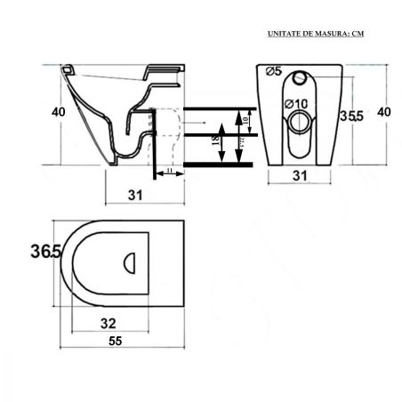 Vas WC EGO Galo, Rimless, Alb, 55x36 cm montaj podea, capac duroplast slim soft-close inclus