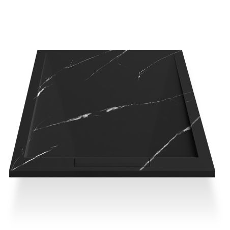 Cadita de dus, Negru Marquina, finisaj Marble Mat, compozit mineral, dimensiuni 100-160x80-90 cm, decupabila, Antonio