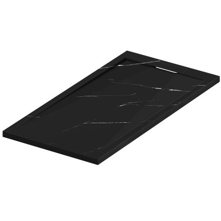 Cadita de dus, Negru Marquina, finisaj Marble Mat, compozit mineral, dimensiuni 100-160x80-90 cm, decupabila, Antonio