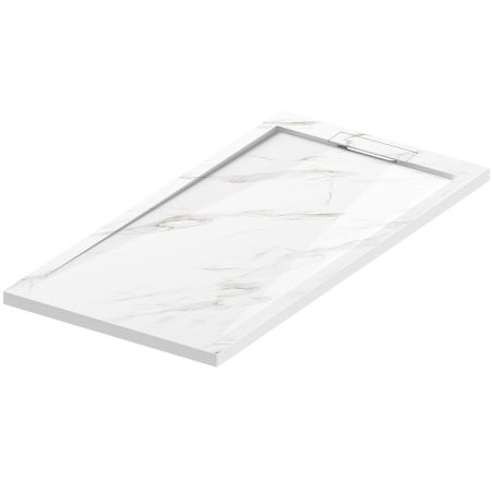 Cadita de dus, Alb Calacatta, finisaj Marble Mat, compozit mineral, dimensiuni 100-160x80-90 cm, decupabila, Antonio