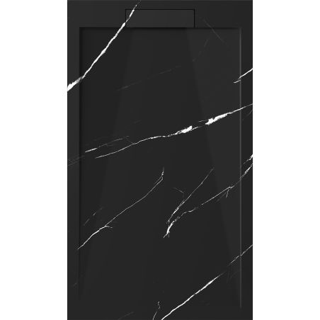 Cadita de dus, Negru Marquina, finisaj Marble Mat, compozit mineral, dimensiuni 100-160x80-90 cm, decupabila, Antonio