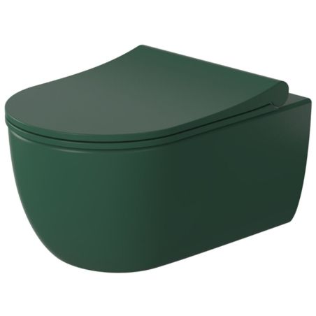 Set vas wc si bideu, Verde, semi-mat, Power Color, montaj suspendat, 49x36 cm, colectia Michael