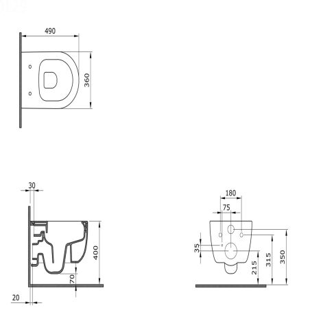 Set vas wc si bideu, Alb Lucios, montaj suspendat, 49x36 cm, colectia Michael