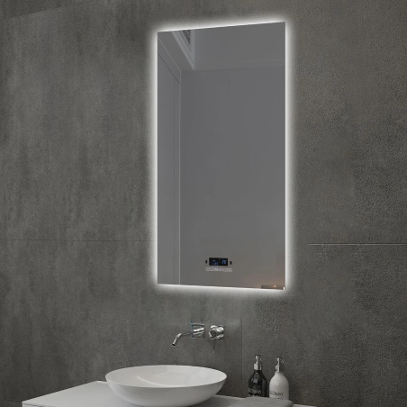 Oglinda Smart Led, Bluetooth, 3 Culori, 5 mm, senzor, afisaj timp, temperatura, dezaburire, Touch, 70x120 cm, Rubin