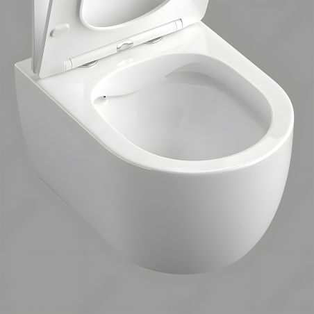 Vas WC EGO Michael Rimless, 49x37 cm, Alb Lucios, montaj suspendat, capac duroplast soft-close easy off