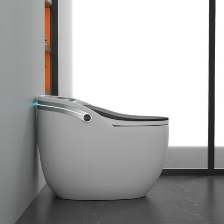 Vas wc smart, functie de bideu, dezinfectare UV, afisaj Led, functii avansate, montaj pe podea, 74x46 cm, Alb, Leon